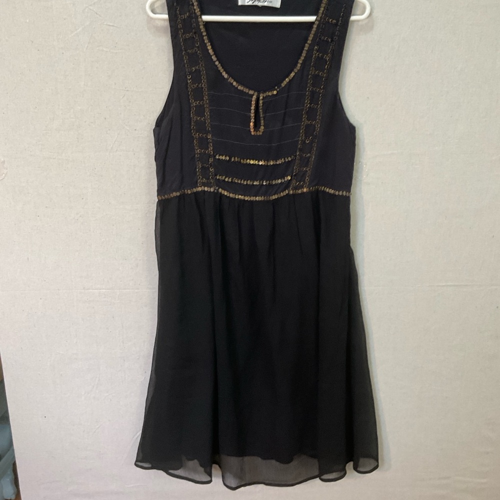 JOY OF LOVE Black sheer dress with lining and tasteful sequins.- pic for size A+